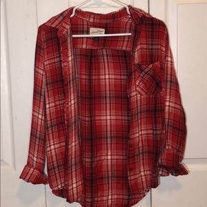 Red Plaid boyfriend fit long sleeve